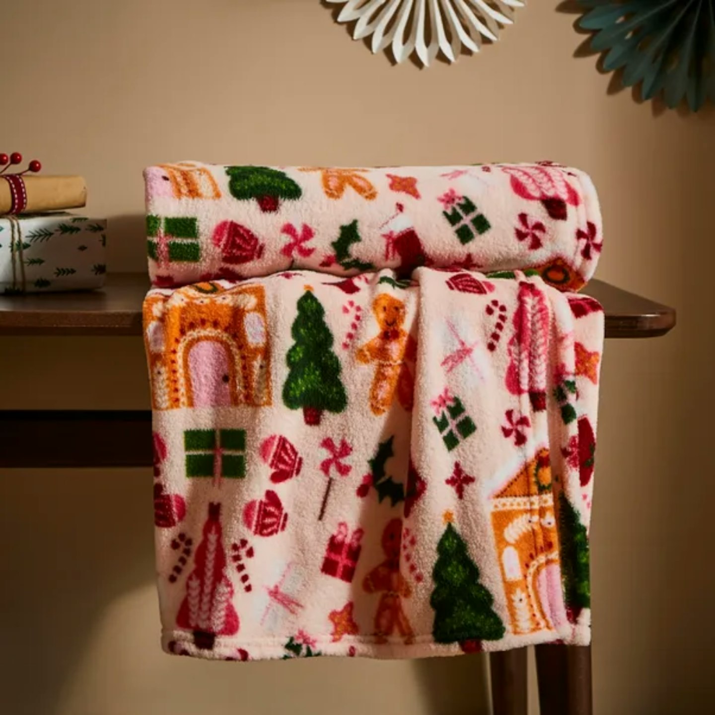 Gingerbread House Fleece Throw 