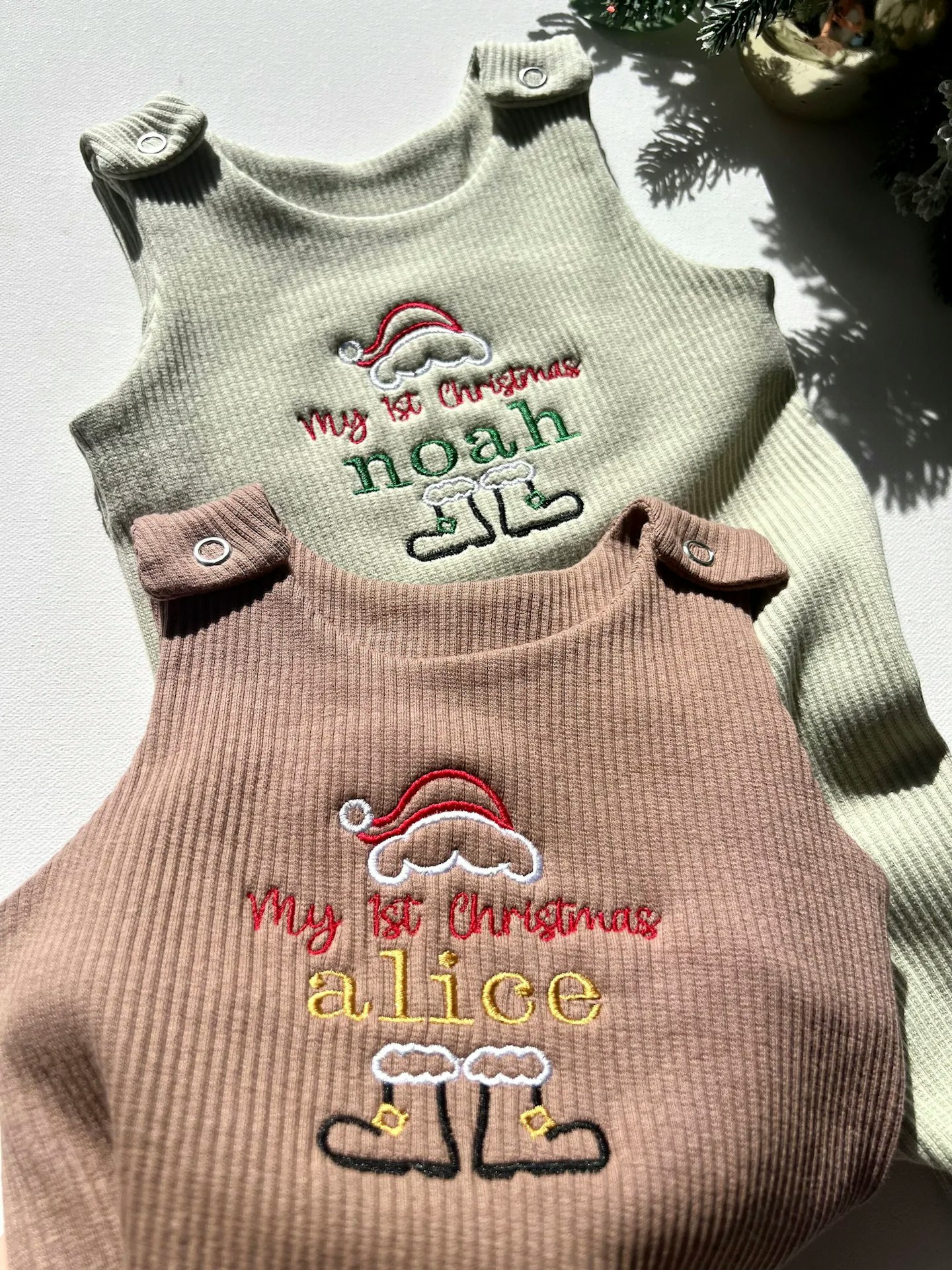 My First Christmas Gift Personalised Baby Dungarees 