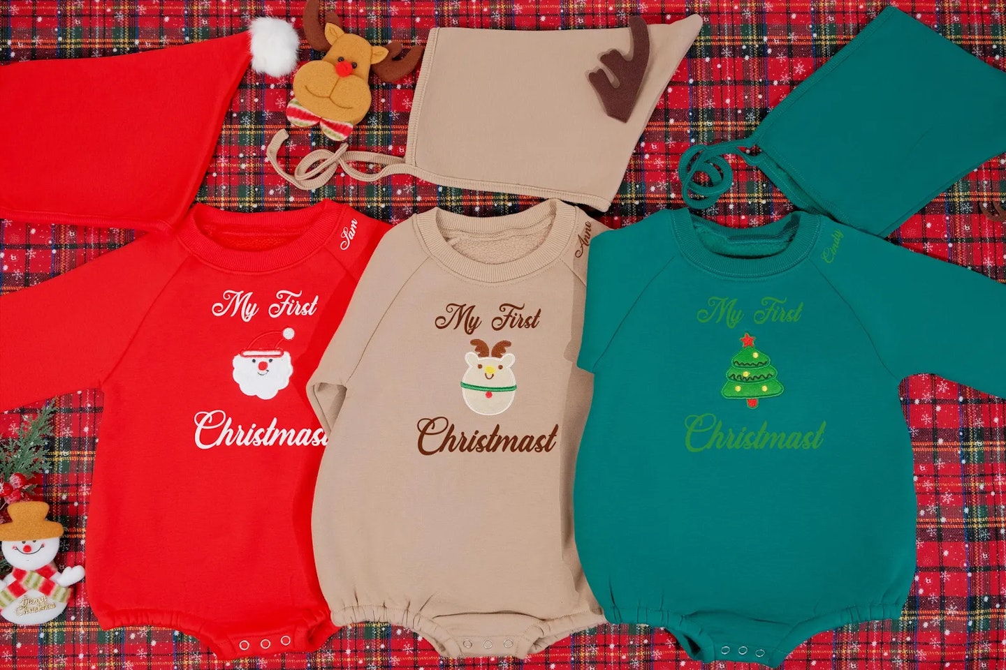 Baby's 1st Christmas Romper& Hat set