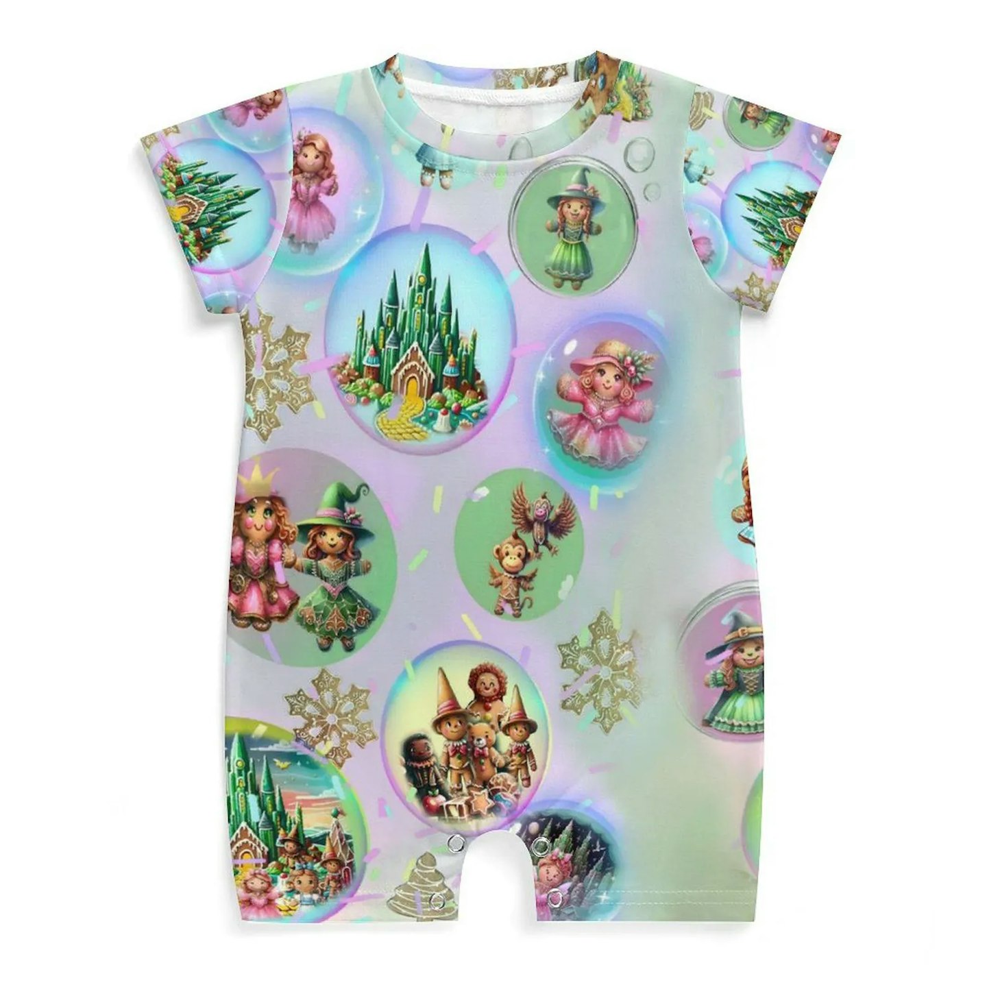 Gingerbread Oz Wicked Bubble custom adf Short Sleeve Baby Bodysuit Romper