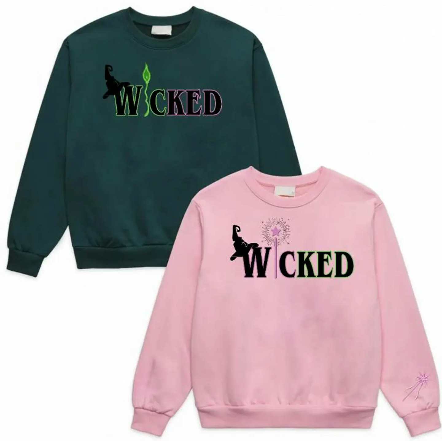 Wicked Change For Good Glitter Sweatshirt, Elphaba and Glinda On Sleeve Hoodie,