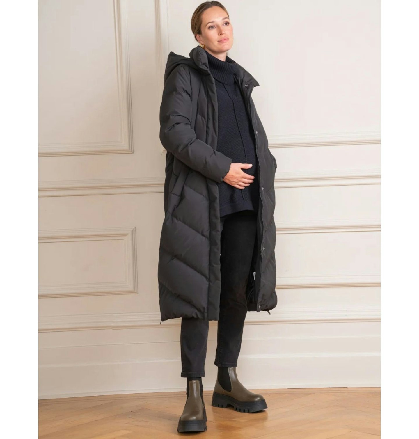 Long Maternity & Babywearing Puffer Coat