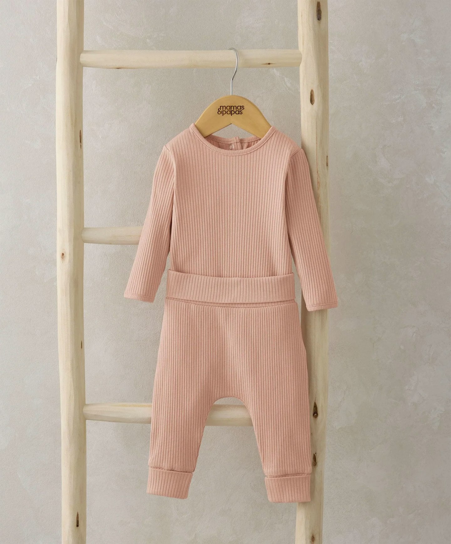 Organic Ribbed Bodysuit & Bottoms - Pink