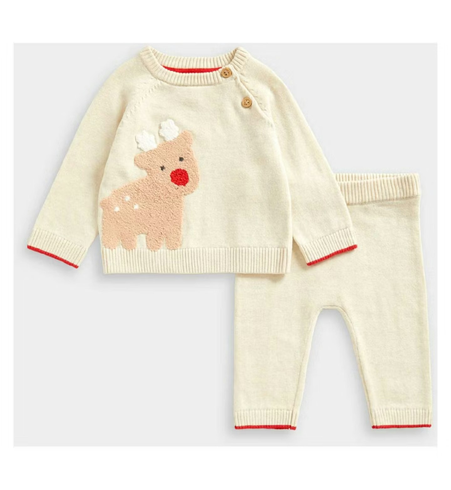 Mothercare Festive Reindeer Knitted Top and Trousers