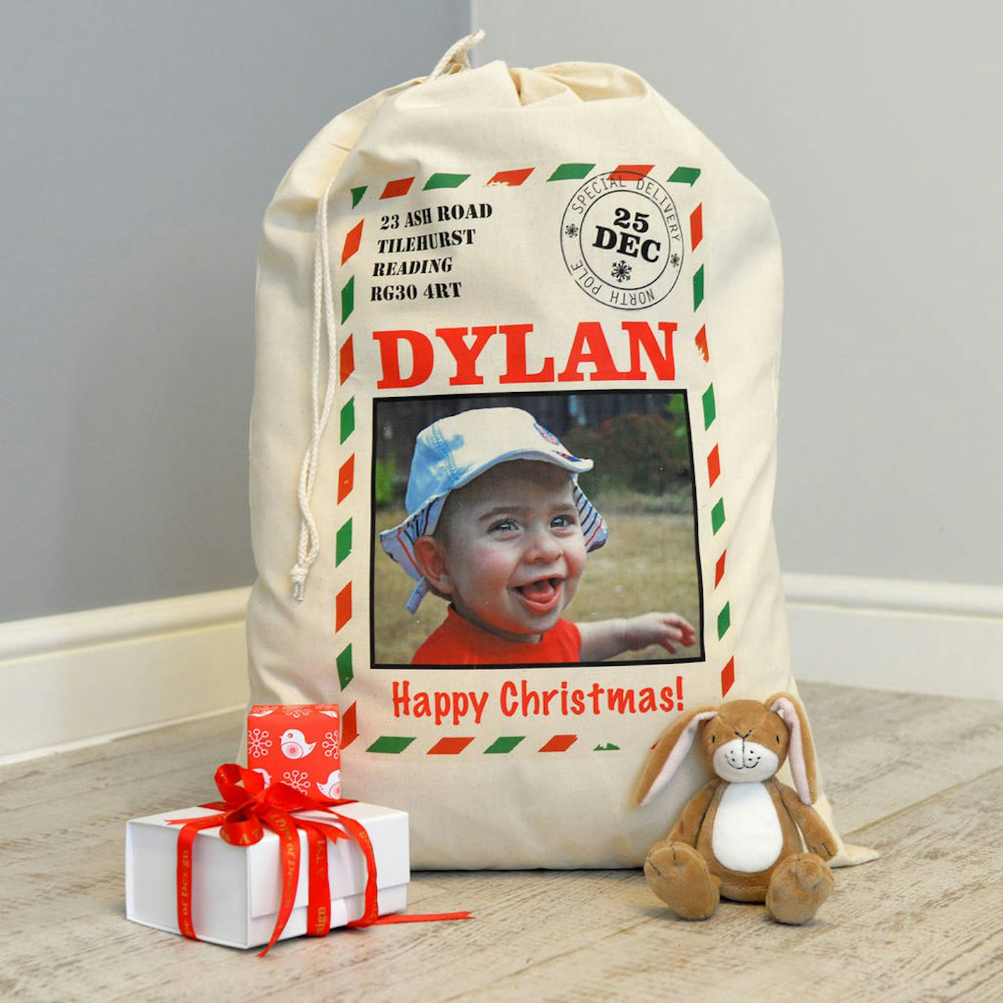 Personalised Photo Postcard Christmas Sack