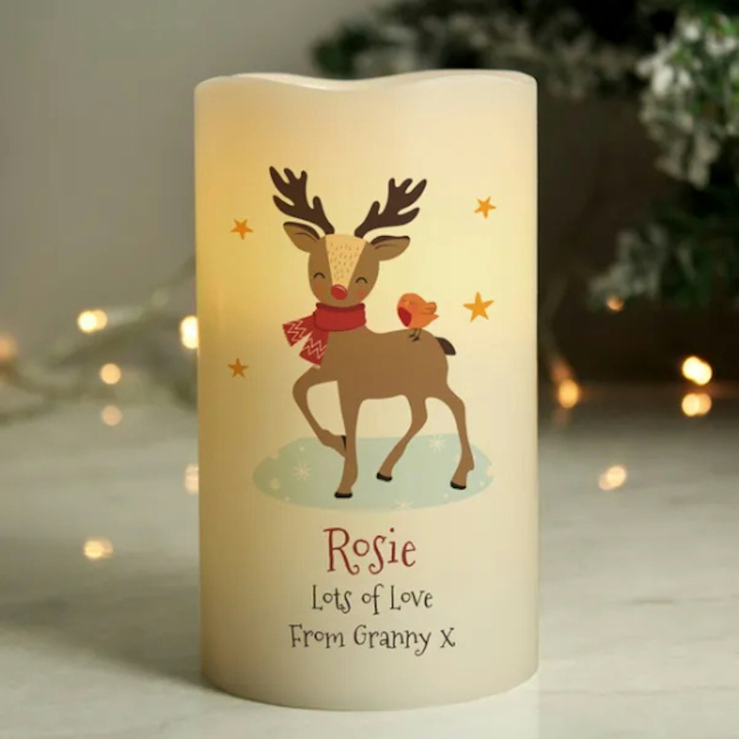 Personalised reindeer candle 