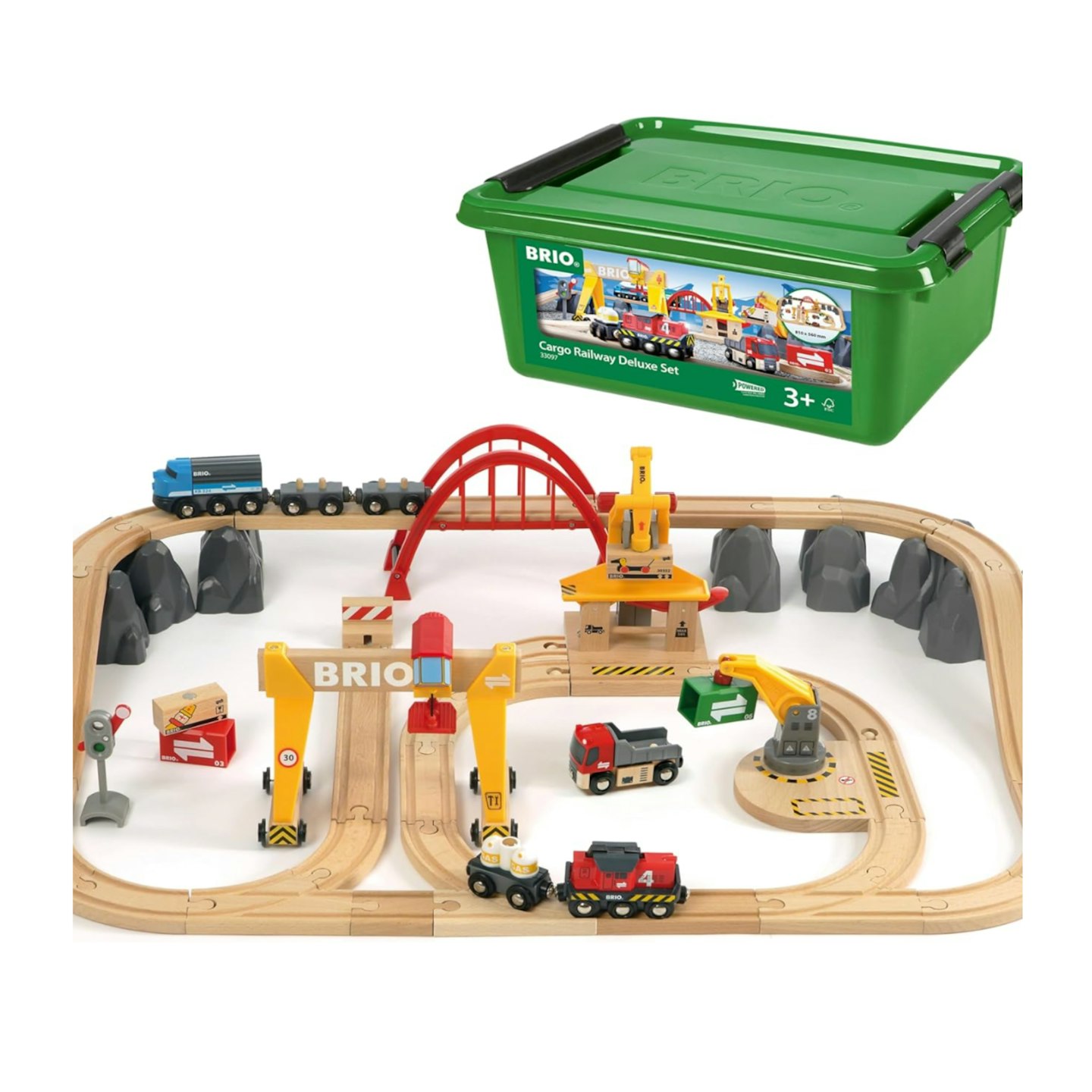  BRIO World Deluxe Cargo Wooden Railway Train Set for Children Age 3 Years Up for Kids
