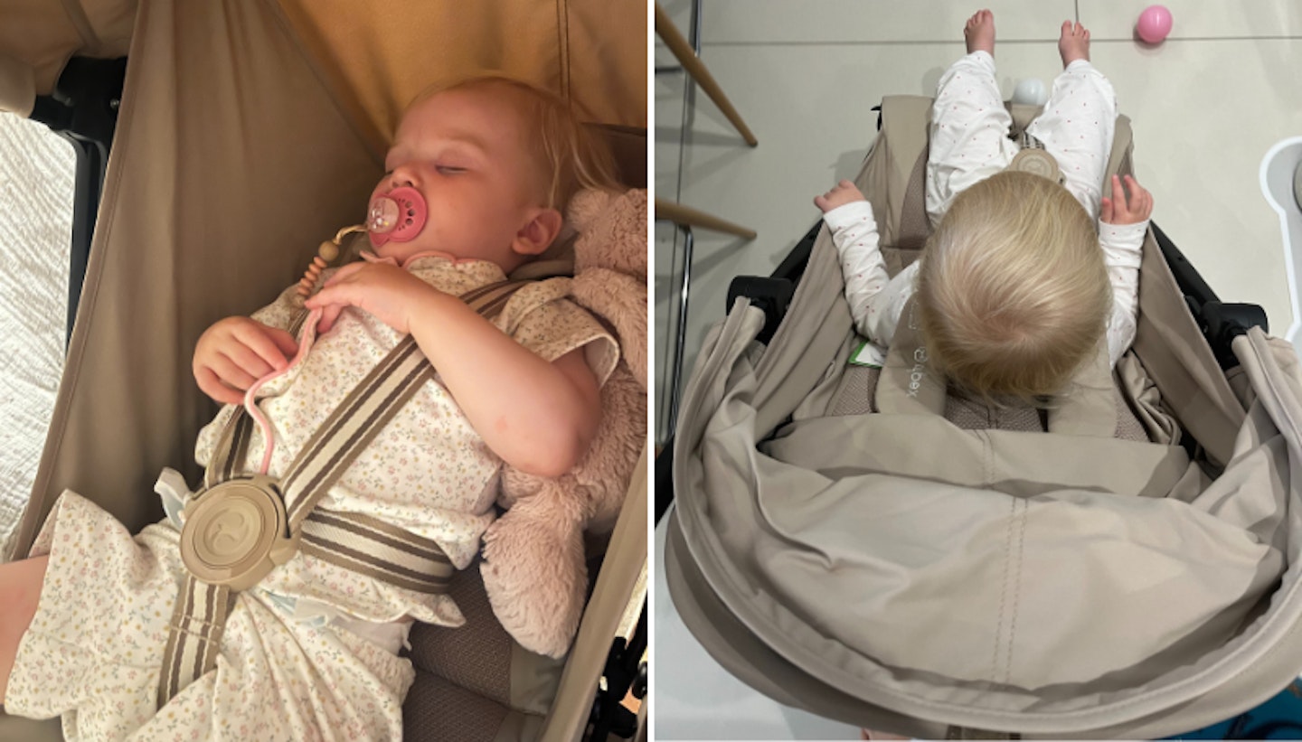 Toddler napping in the Cybex Orfeo