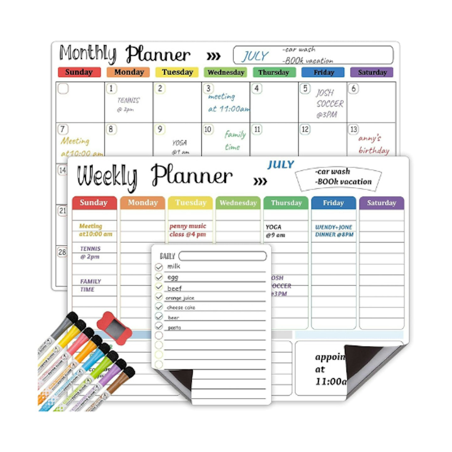 Dry-erase calendar & planner whiteboard set