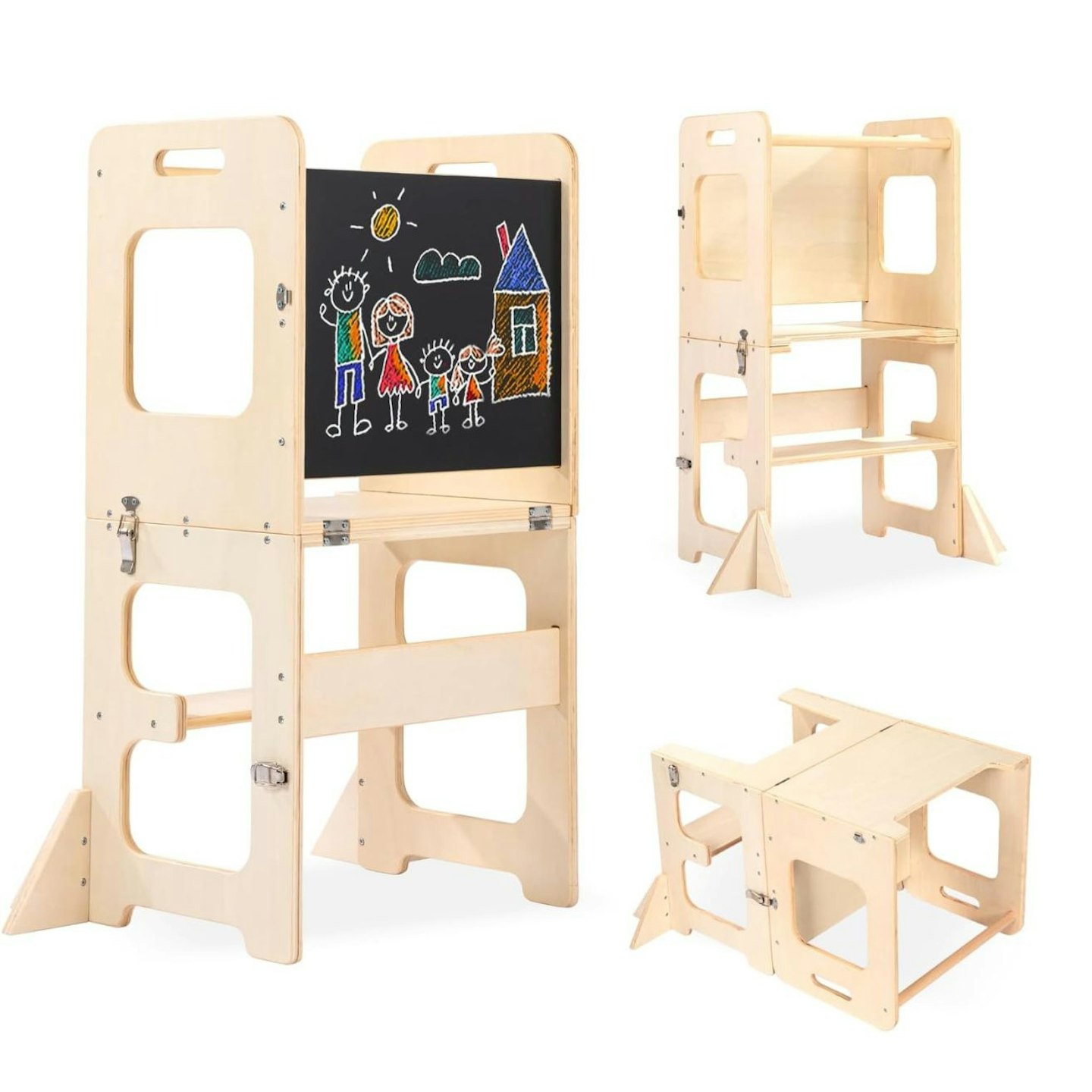 4-in-1 Learning Standing Tower with Chalkboard