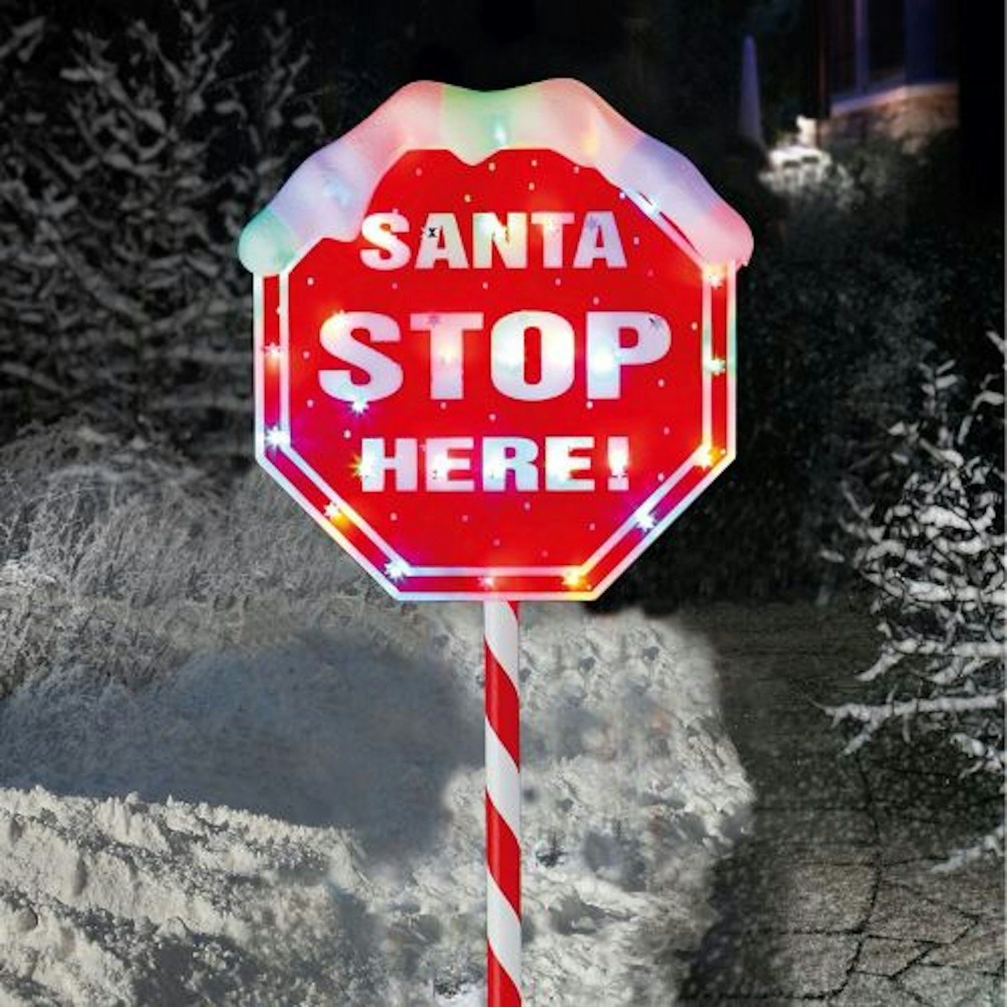 Light Up Santa Stop Here Sign