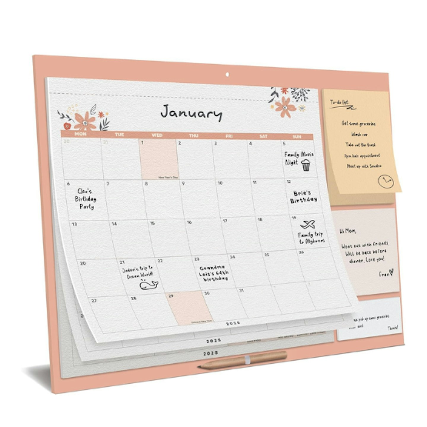 Pastel Magnetic Calendar with Sticky Notes