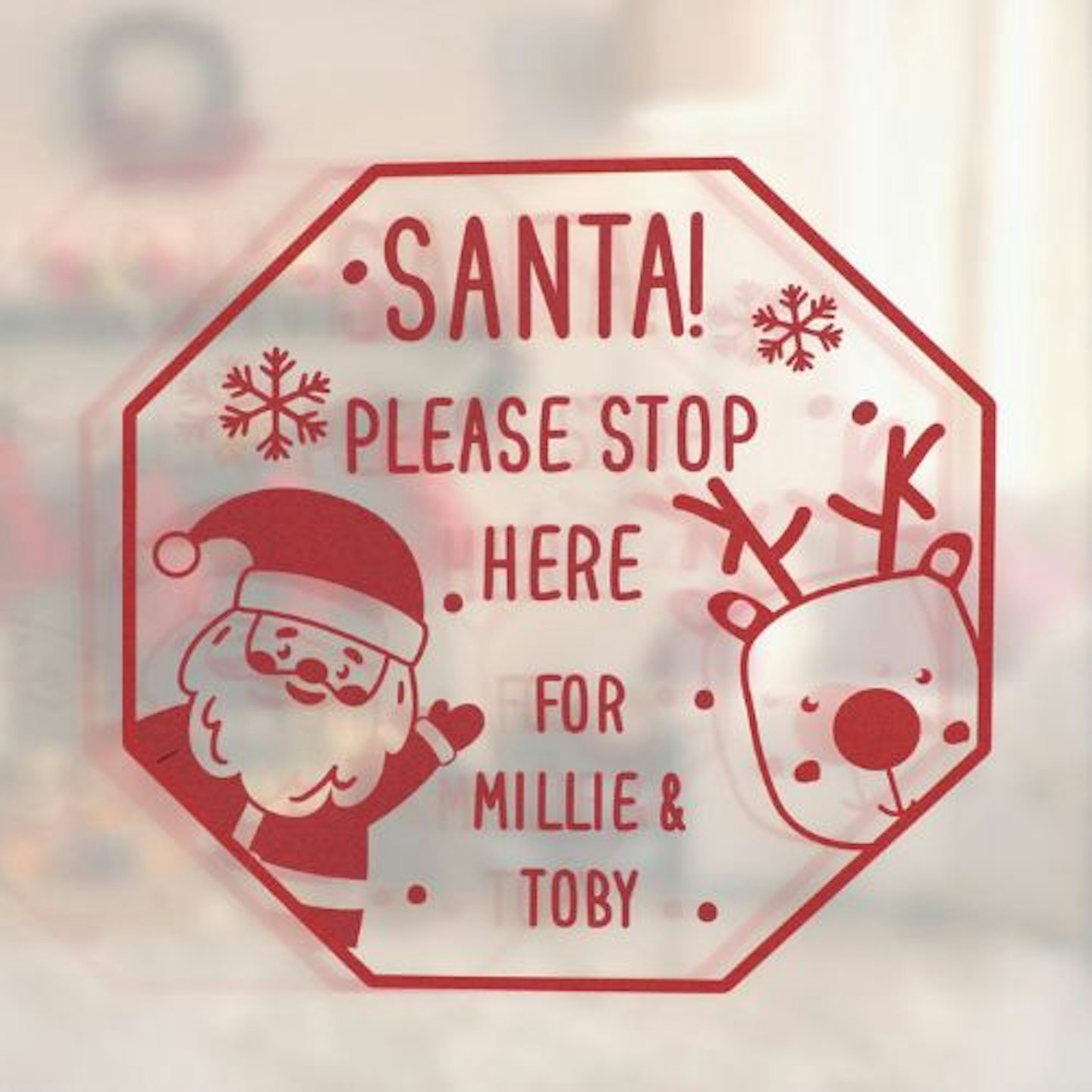Personalised Santa Please Stop Here Window Decal