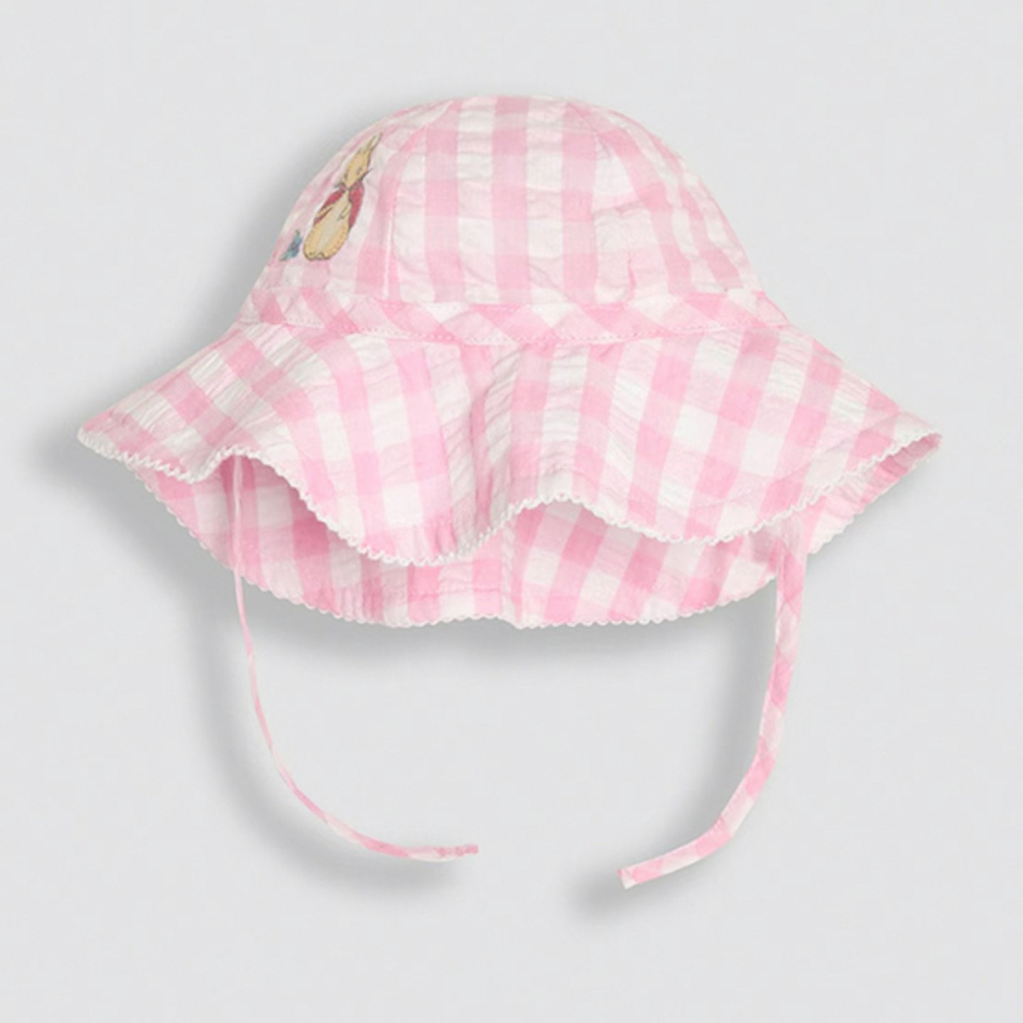 Pink Gingham Flopsy Bunny Floppy Sun 100% Cotton Hat