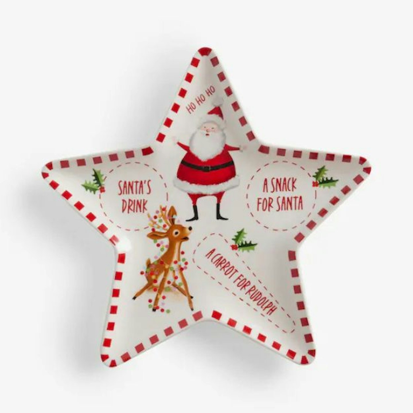 Red Christmas Eve Star Shaped Plate