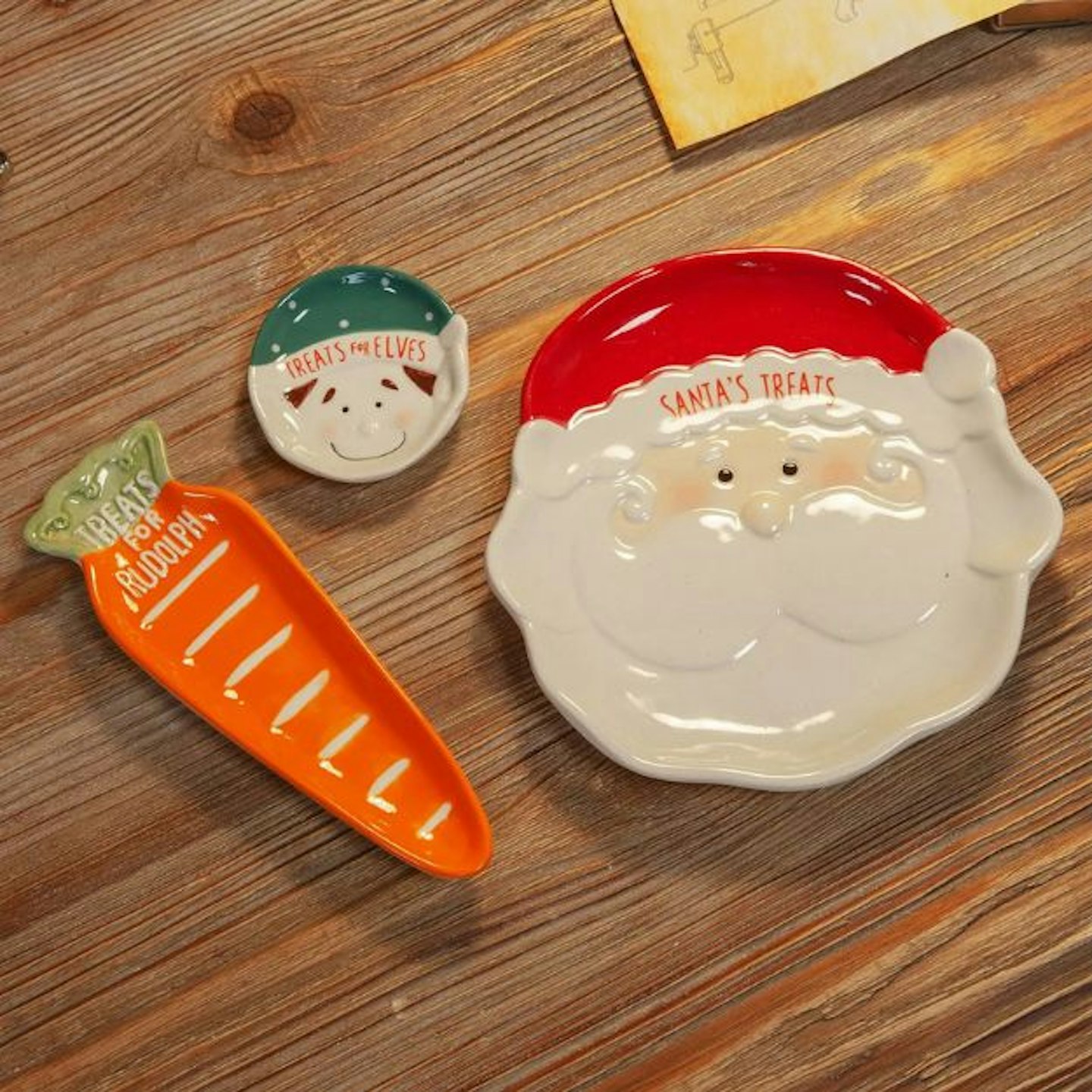 Set of 3 Christmas Eve Dishes for Santa, Rudolph and Elves