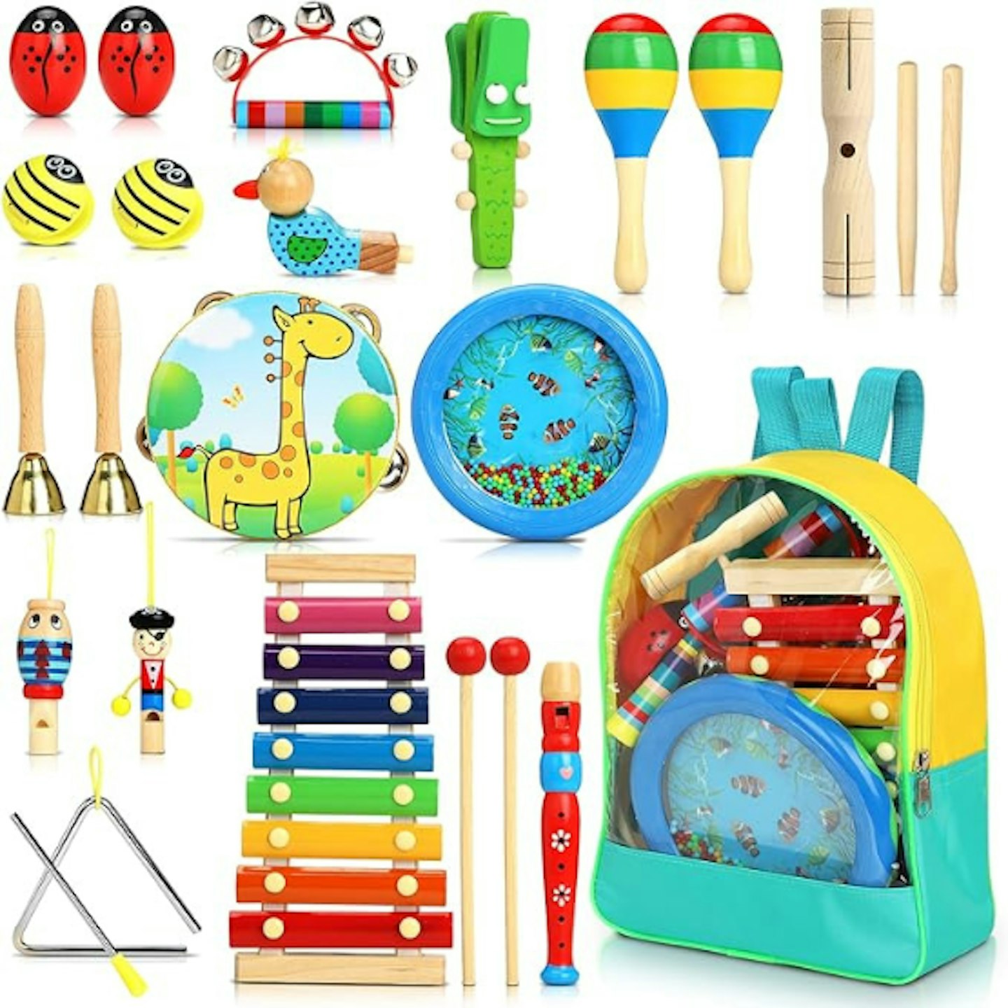 collage of musical toys
