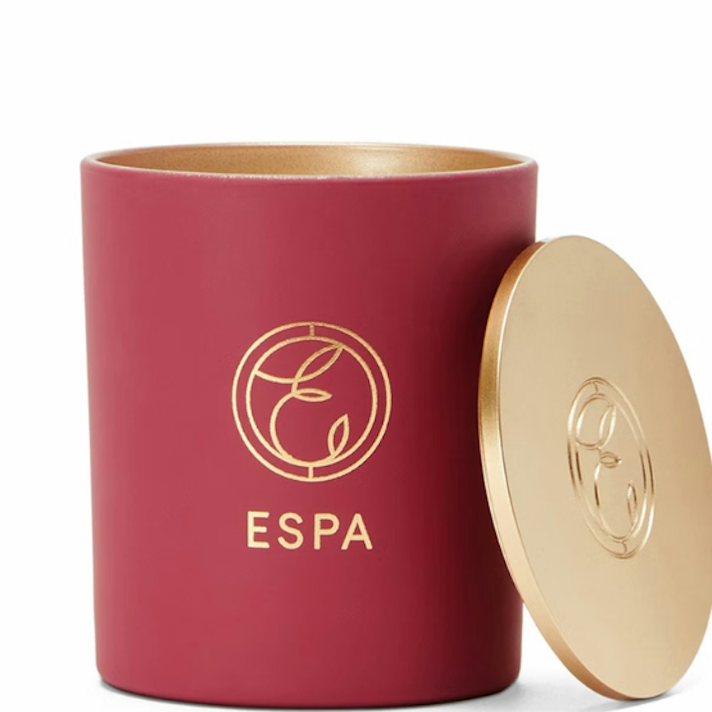 Red espa Christmas candle with gold lid