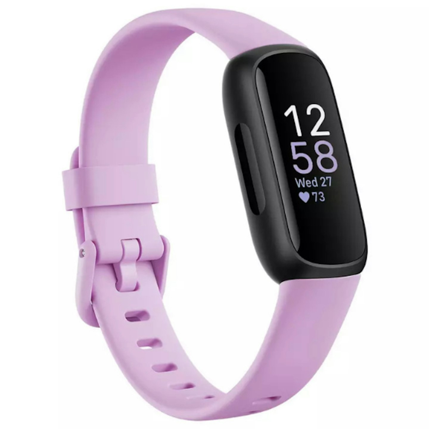 Lilac purple smartwatch fitness tracker on white background