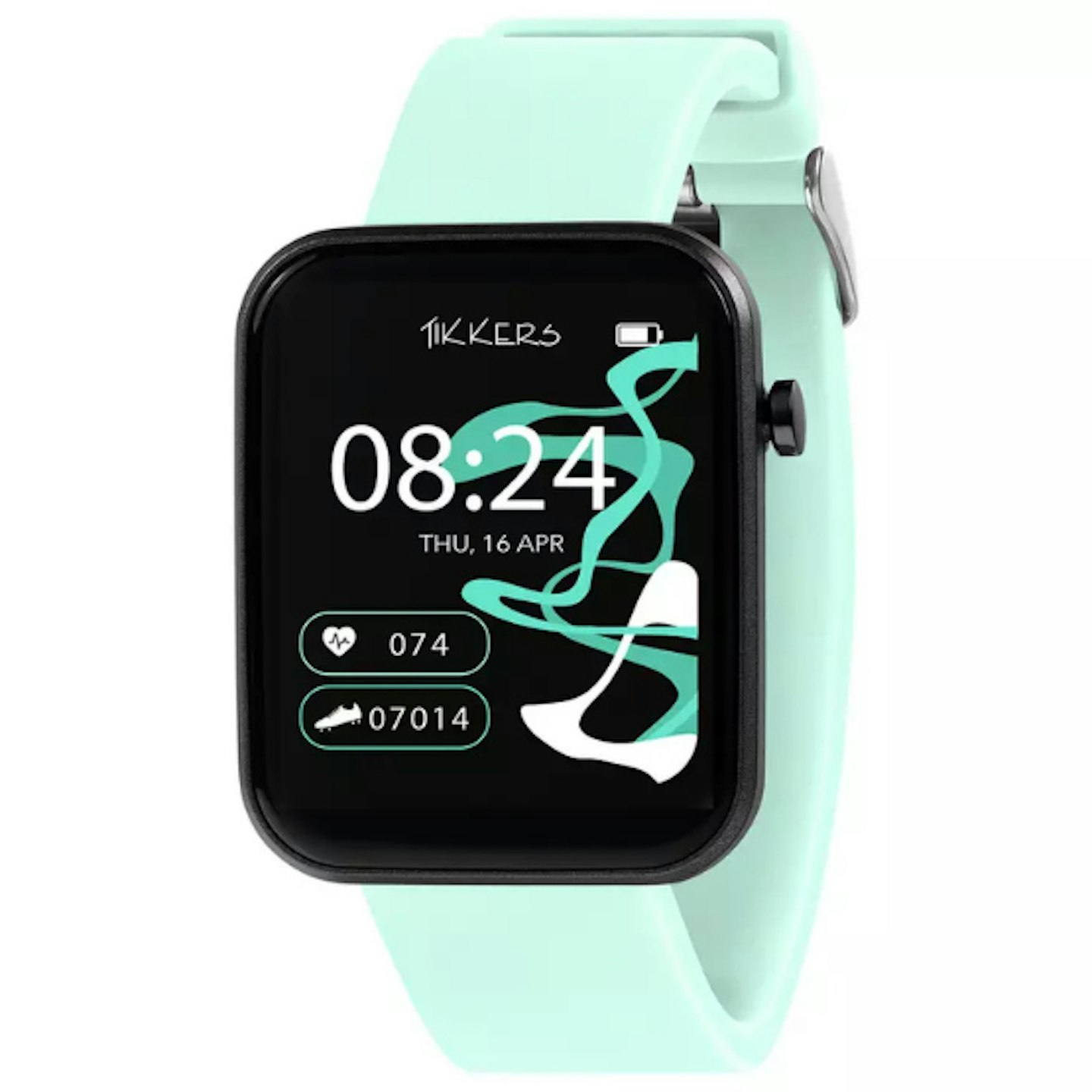 blue smart watch on white background