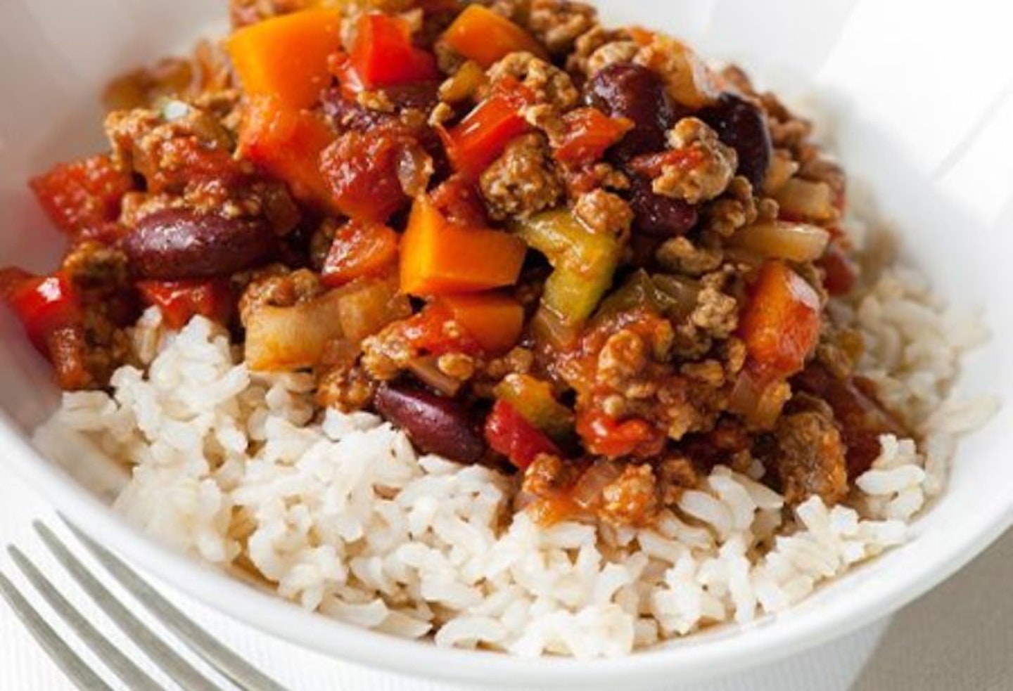 Vegetable Chilli in a bowl with rice