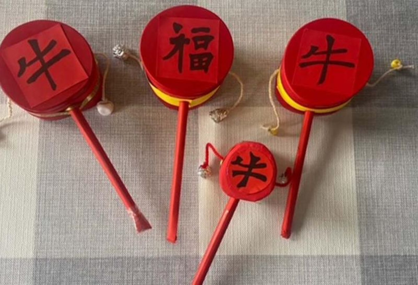 Chinese Drum Rattles in red