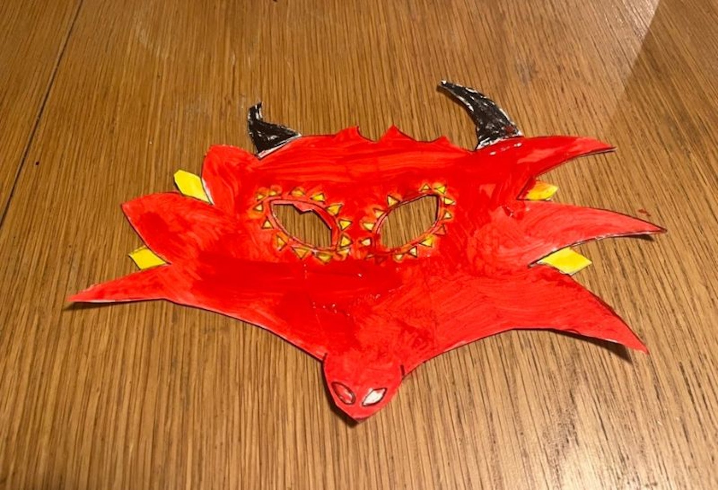 Chinese mask made from paper plate and painted