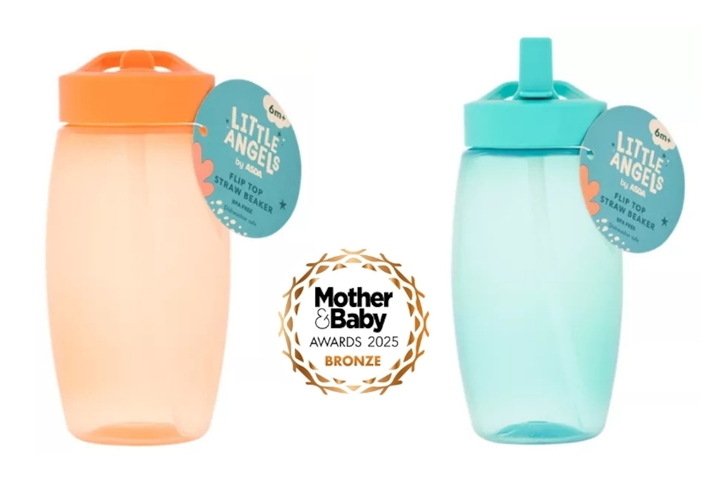 ASDA Little Angels Flip Top Beaker with 2025 MAB award rosette