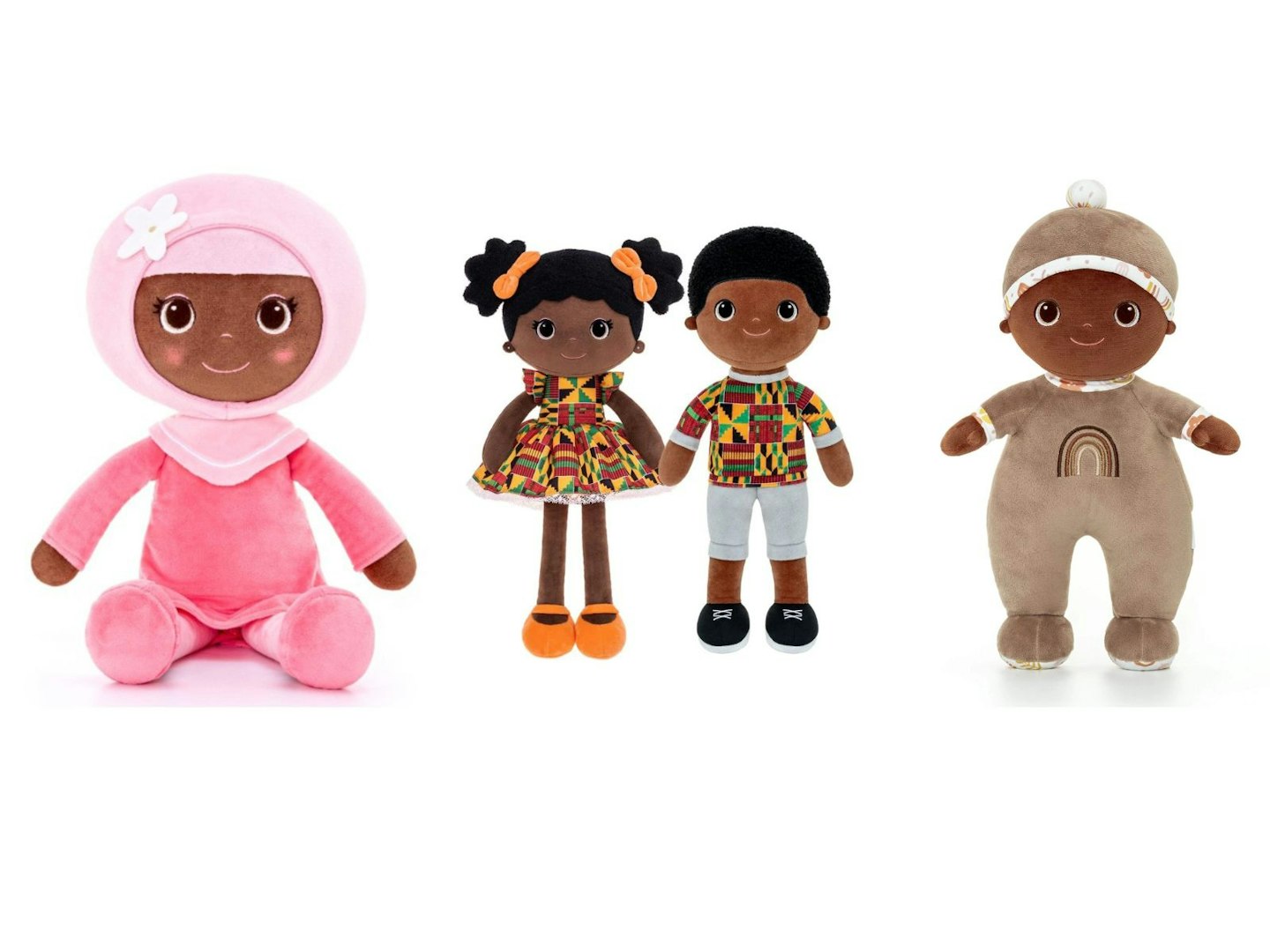 An assortment of Bibinee Dolls on a white background