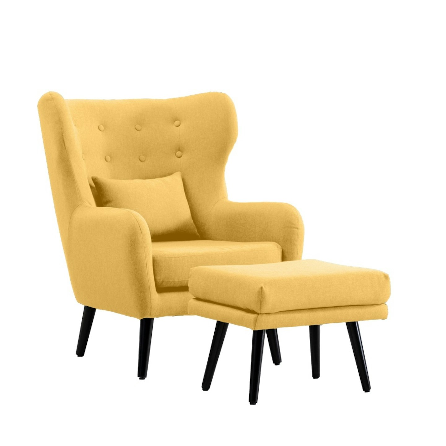 Winslow Wing Back Fabric Occasional Button Back Modern Accent Armchair 