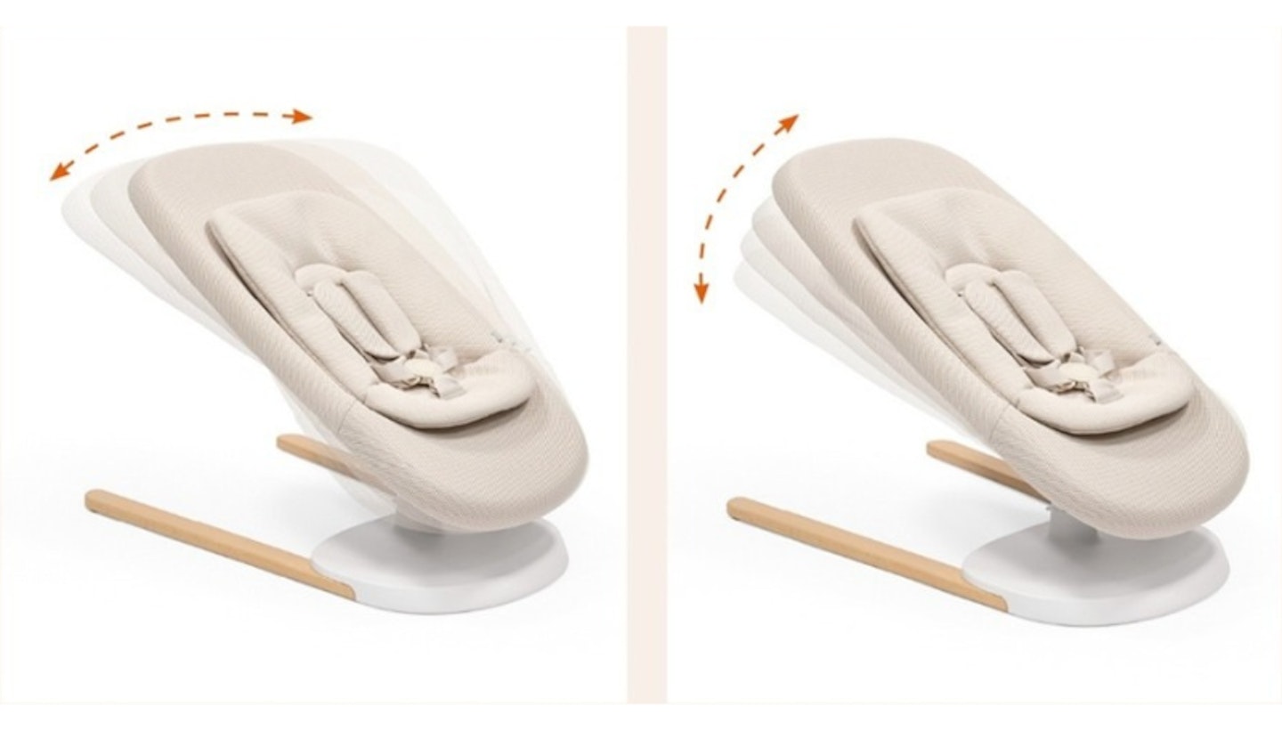 Diagram showing how the new Stokke Yoga baby bouncer works