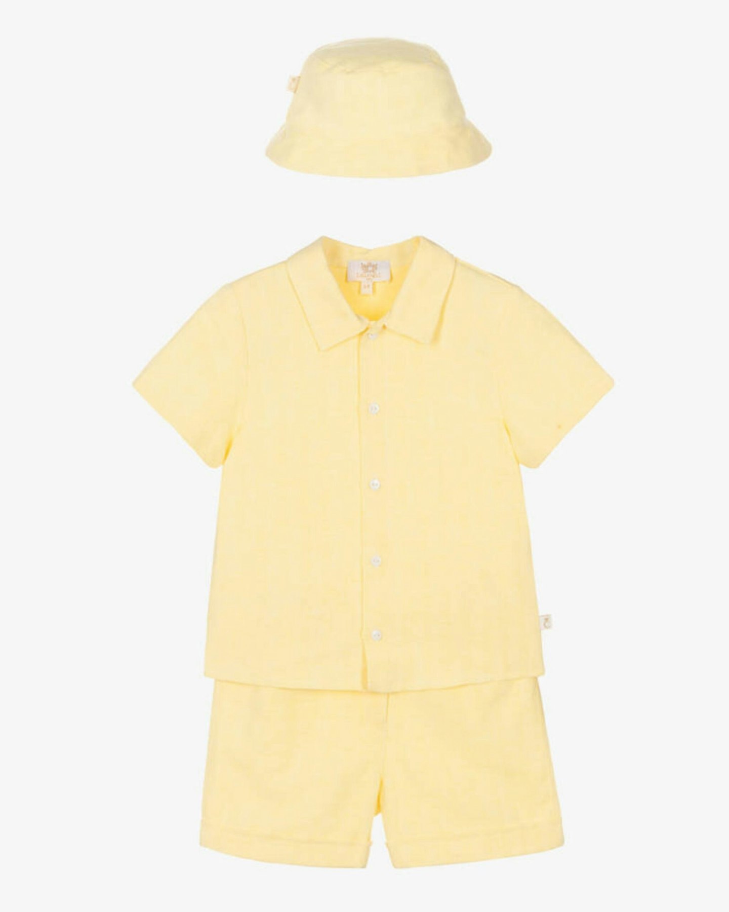 Boys Yellow Linen & Cotton Shorts Set by Caramelo Kids
