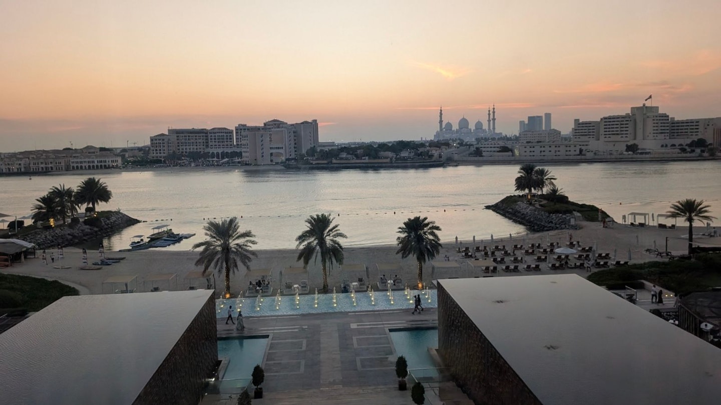 The view from the Fairmont Bab Al Bahr. In the background you can see the Sheikh Zayed Grand Mosque CentreSheikh Zayed Grand Mosque Centre Sheikh Zayed Grand Mosque.