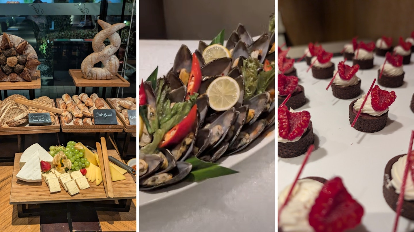Food at the airmont Bab Al Bahr. Fresh Fish, delicate pastries and a selection of breads.