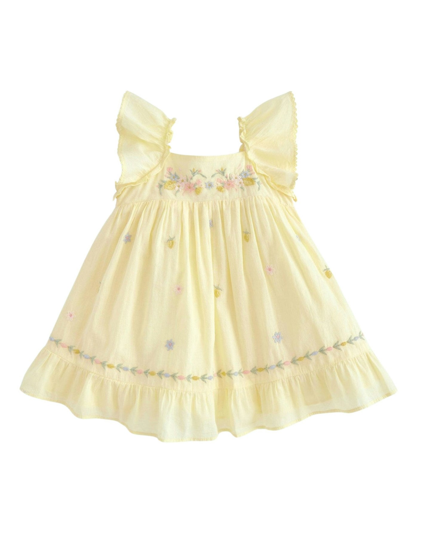 Peplum Frill Embroidered Dress