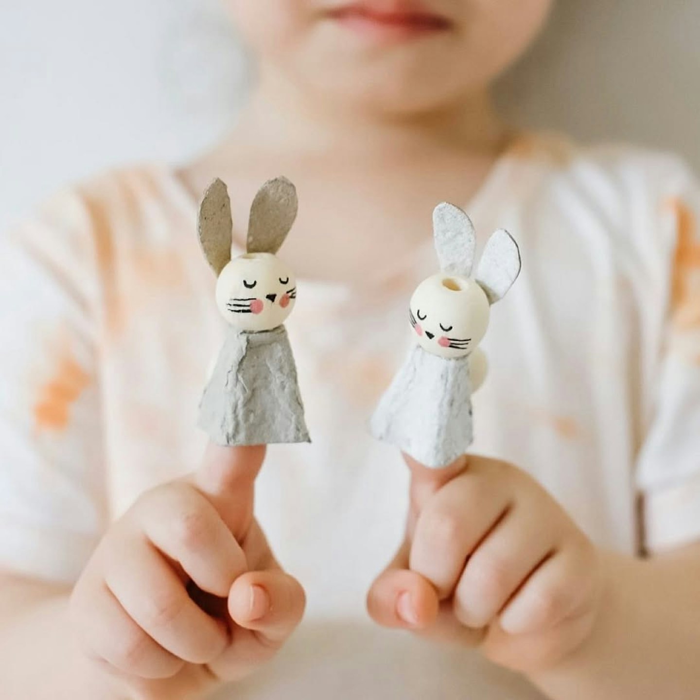 Easter crafts ideas for kids egg carton bunny finger puppets