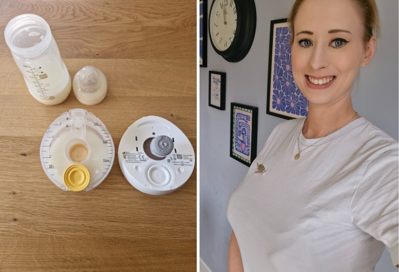 components of the Medela Magic InBra and it being worn by a mum