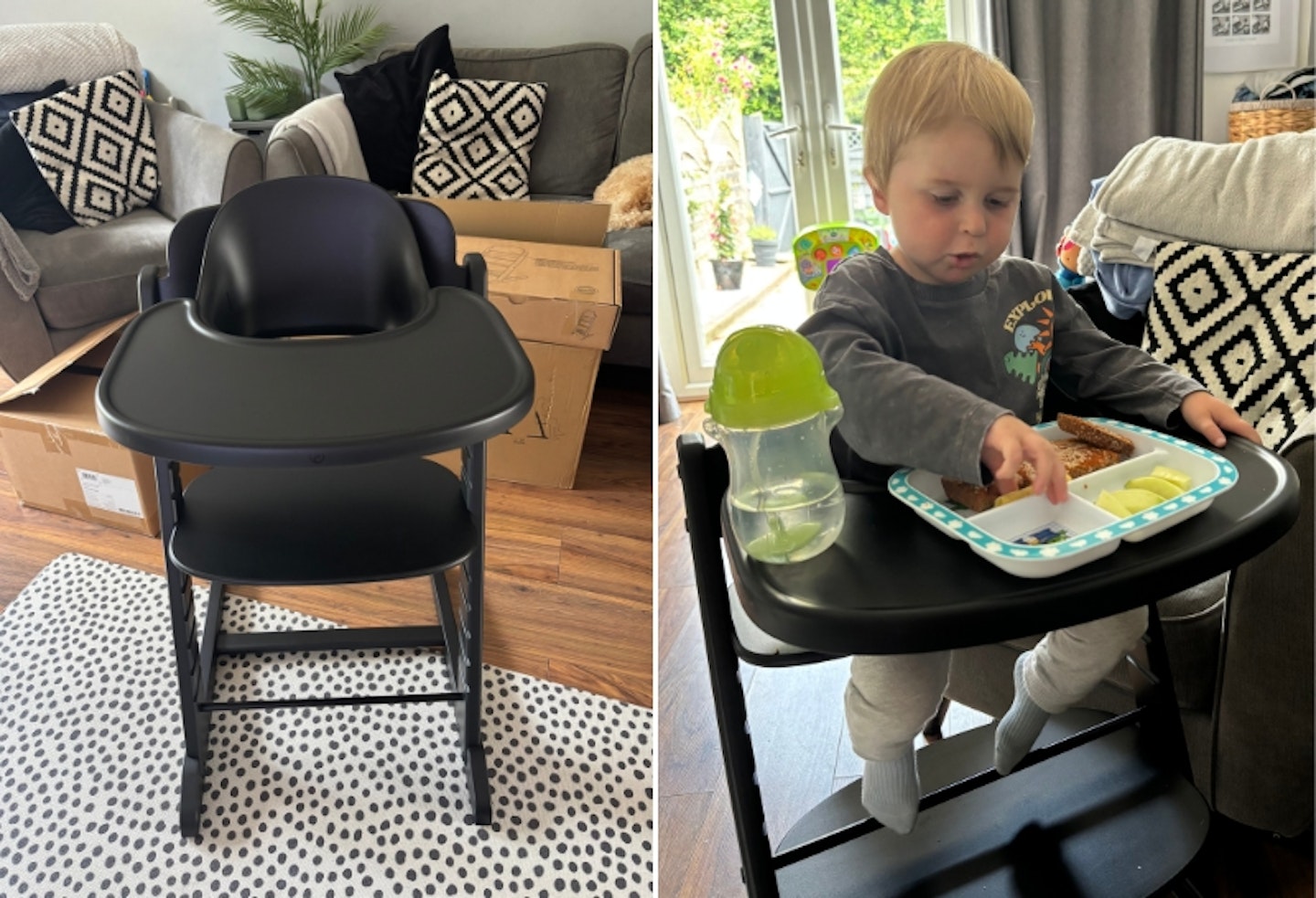 a young child eating in the Cybex Iris 3-in-1
