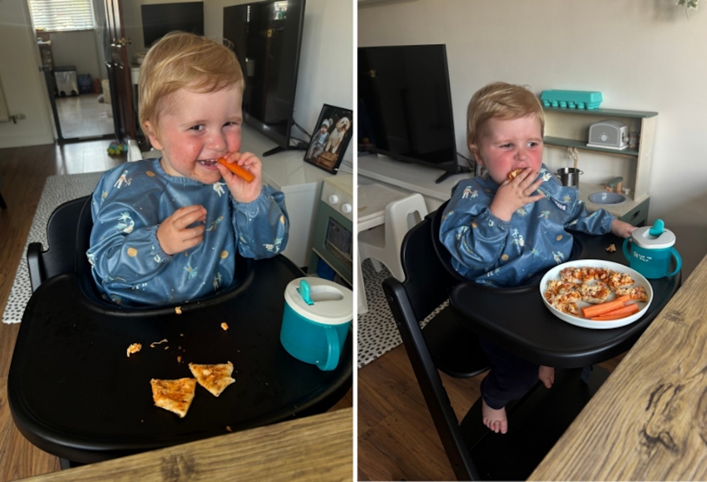 a young child eating in the Cybex Iris 3-in-1