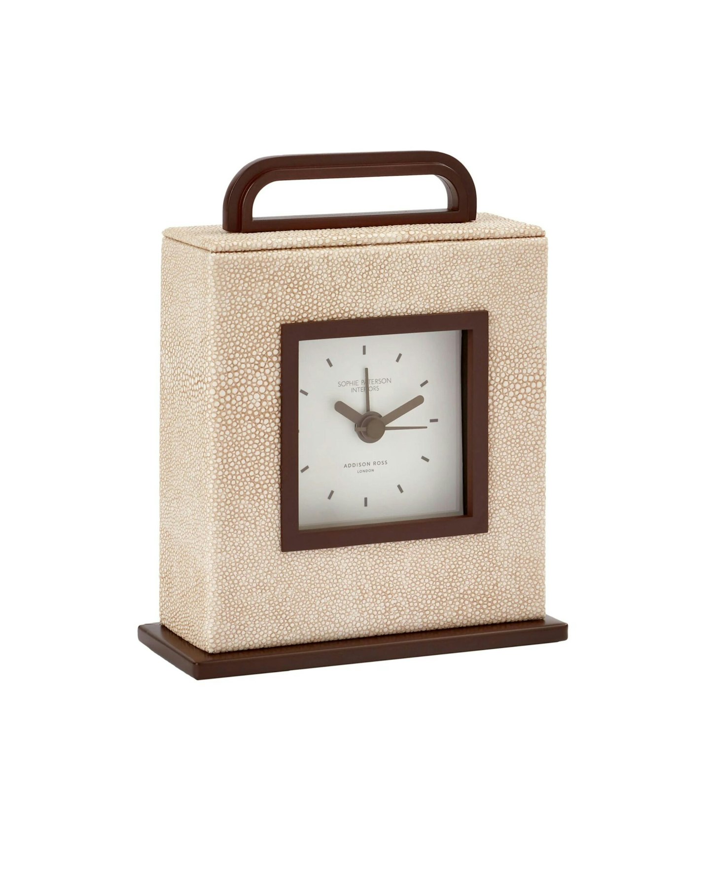 Ecru Faux Shagreen Carriage Clock