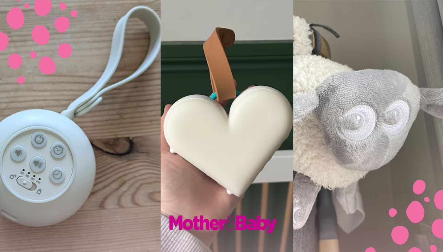 Collage of the best white noise machines for babies tested by parents