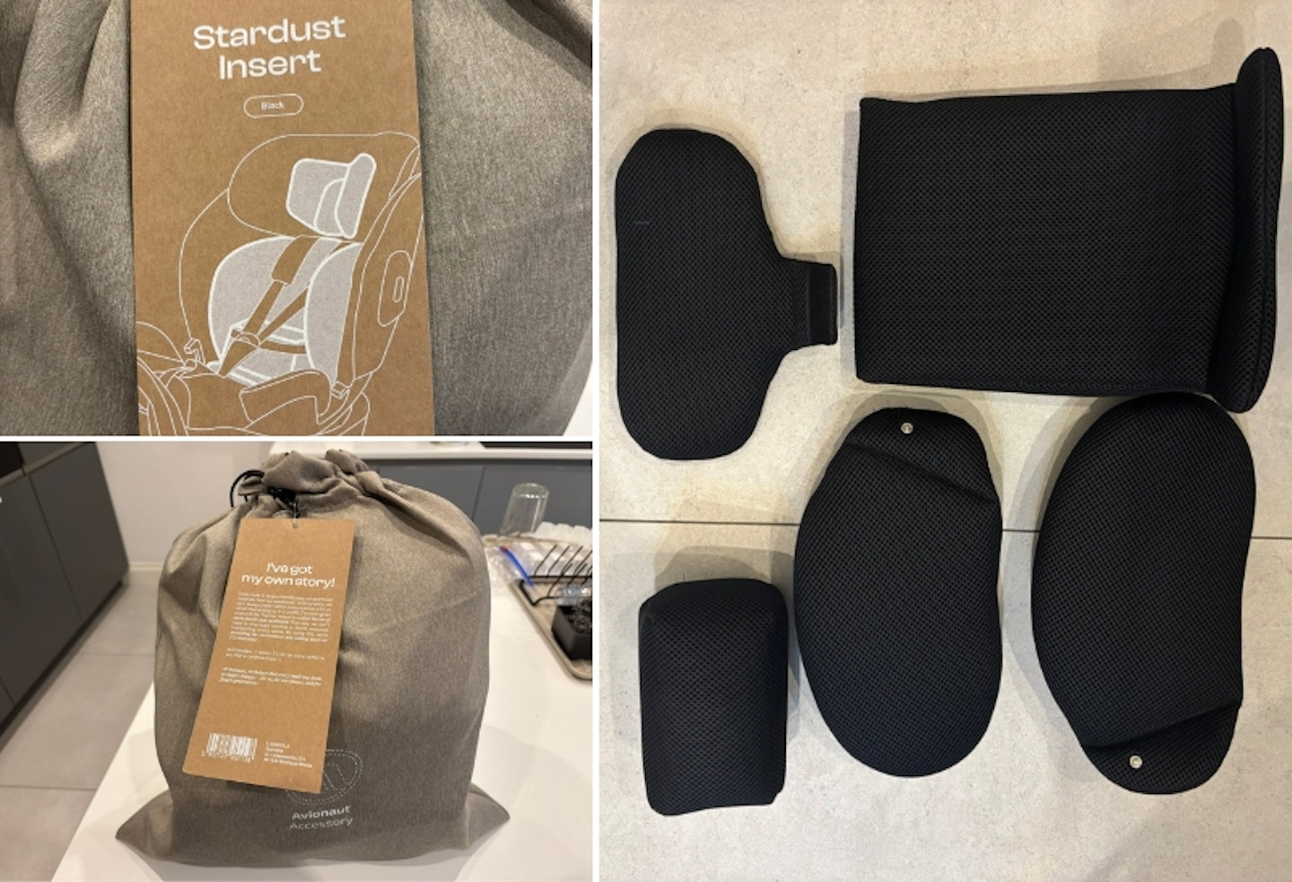 packaging and individual elements of the newborn insert for the Avionaut Stardust