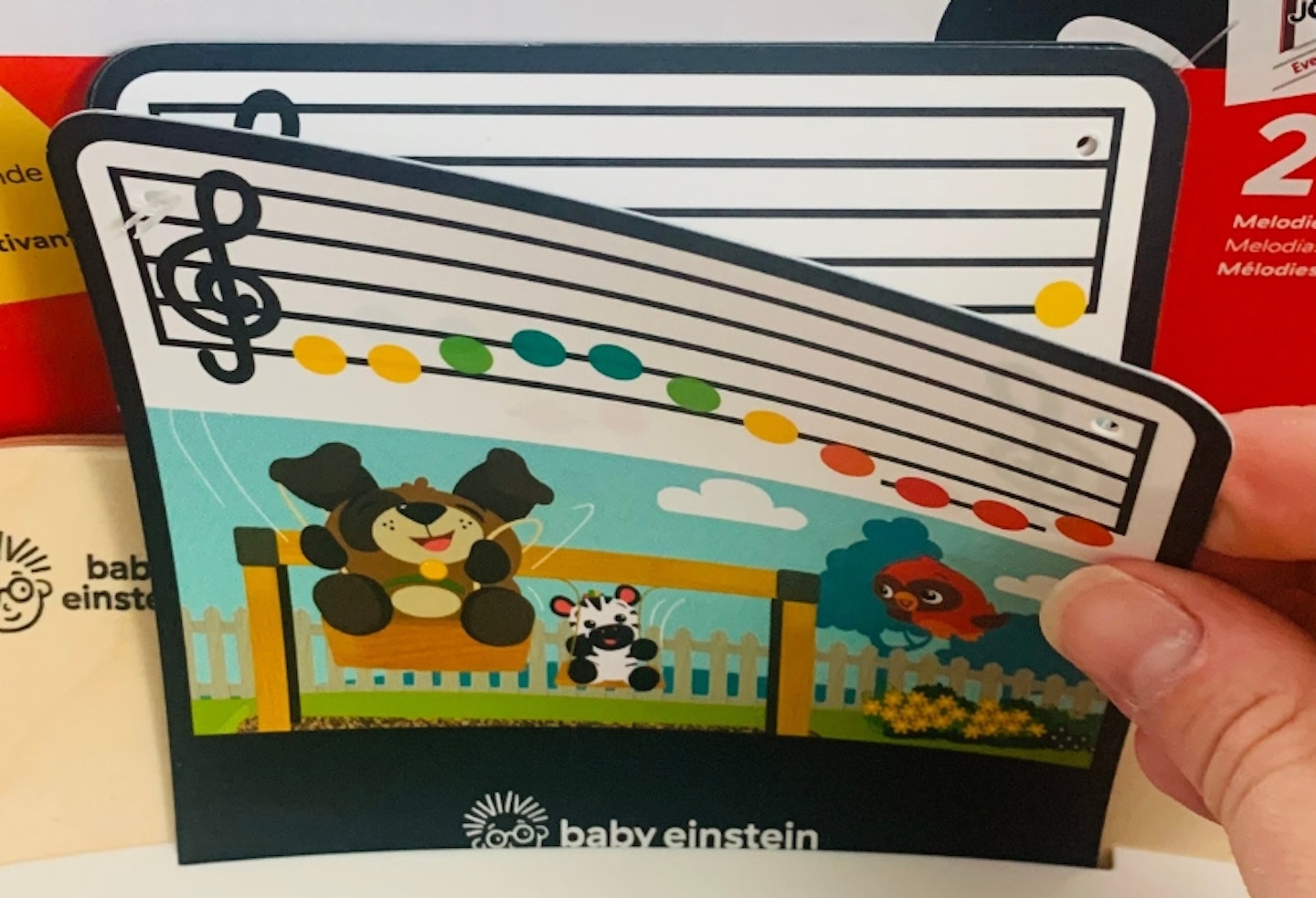 music sheets on the Baby Einstein Hape Magic Touch Piano