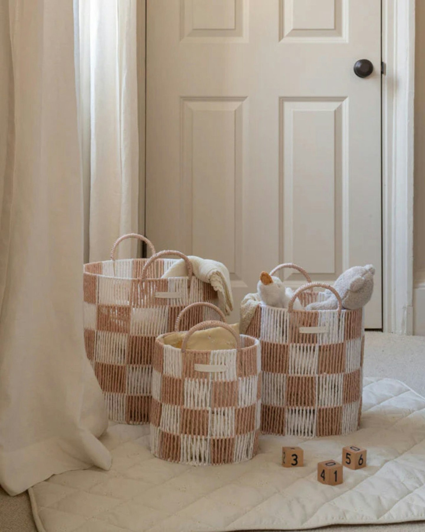 Checkerboard Basket Set of 3 – Nude