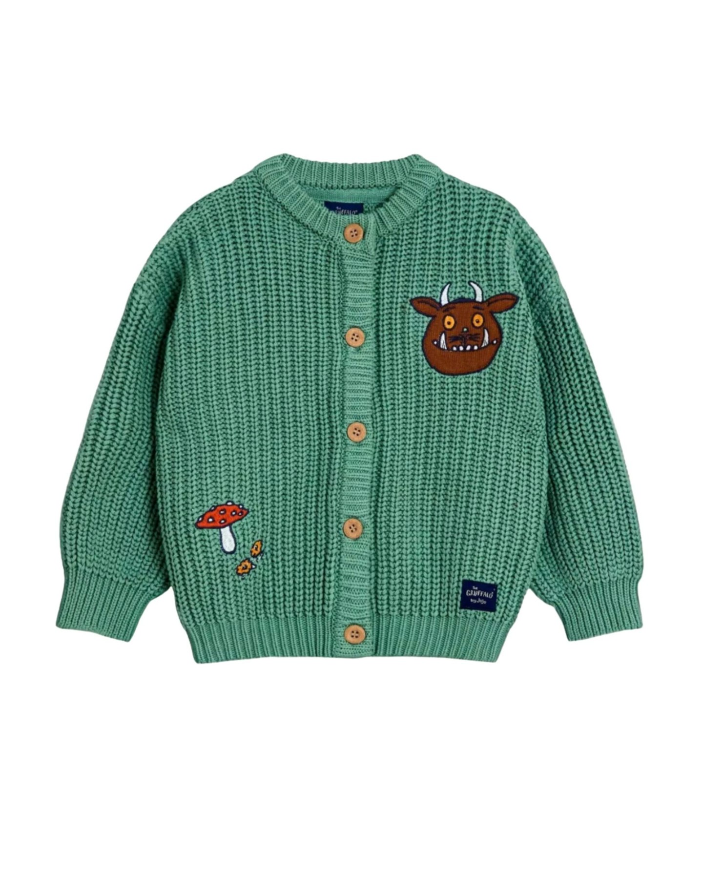 Green The Gruffalo Appliqué Chunky Knit Cardigan