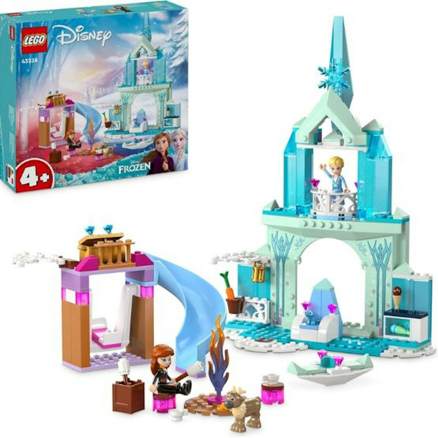 LEGO ǀ Disney Princess Elsa’s Frozen Castle Buildable Toy for 4 Plus Year Old Girls and Boys, Includes Princess Elsa and Anna Mini-Doll Figures and 2 Animal Toys