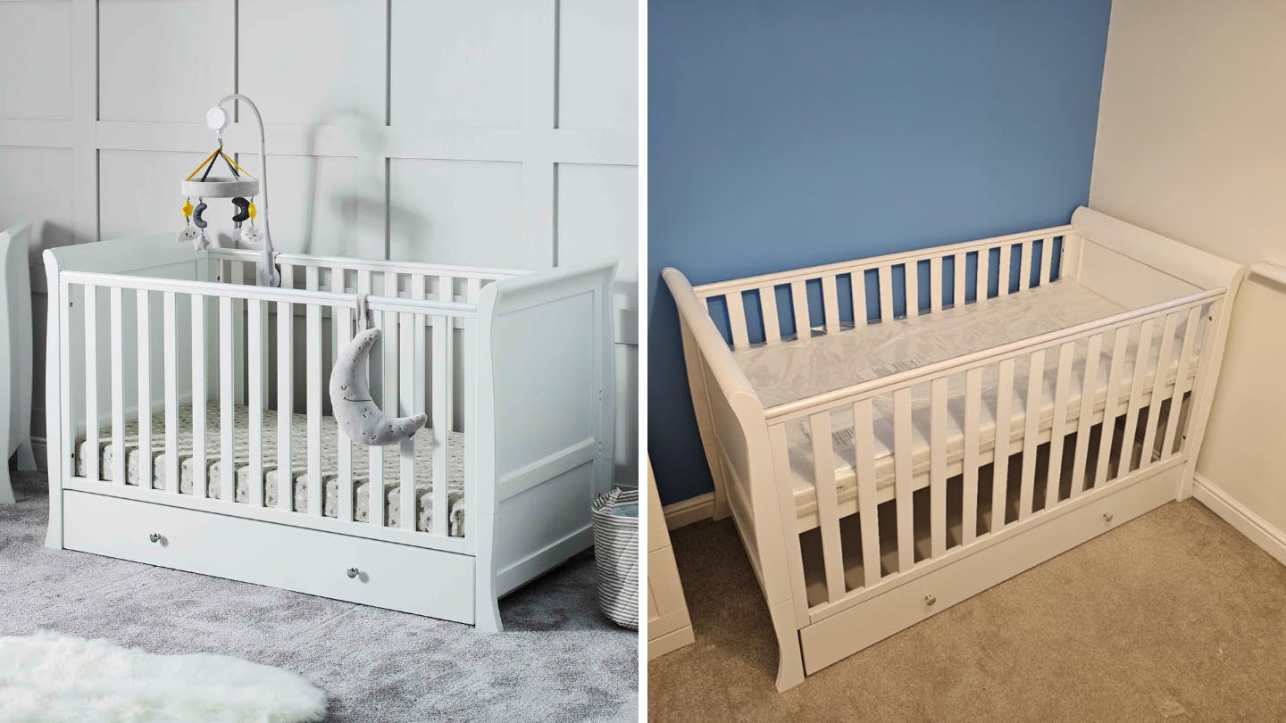 Ickle Bubba Mini Sleigh Cot Bed Ickle Bubba White Coleby Mini Cot