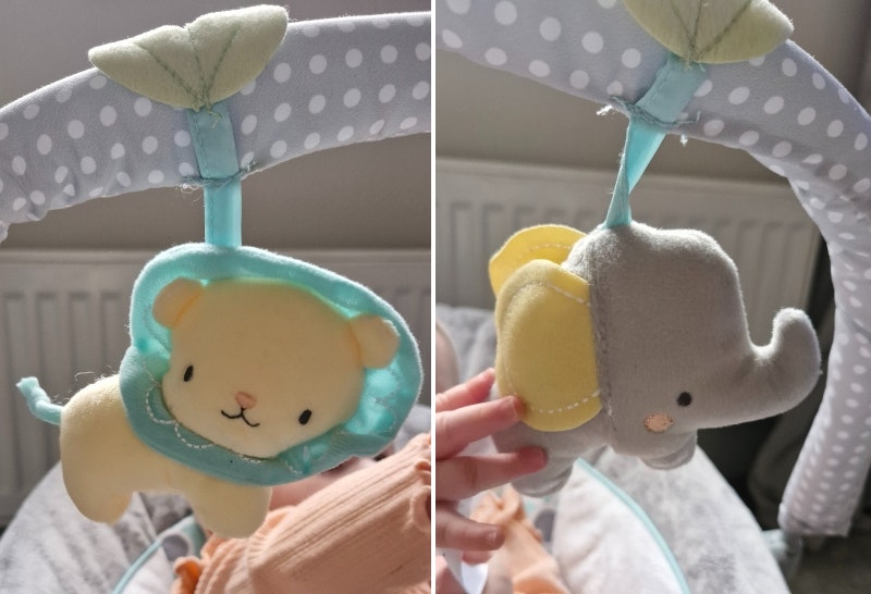 toys on the Ingenuity Soothing Baby Bouncer Chair
