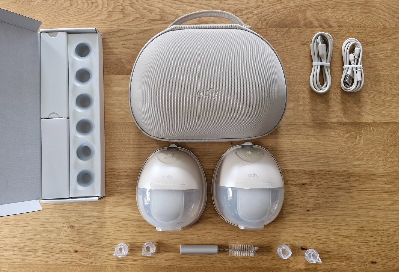 all elements of the Eufy S1 Pro breast pump