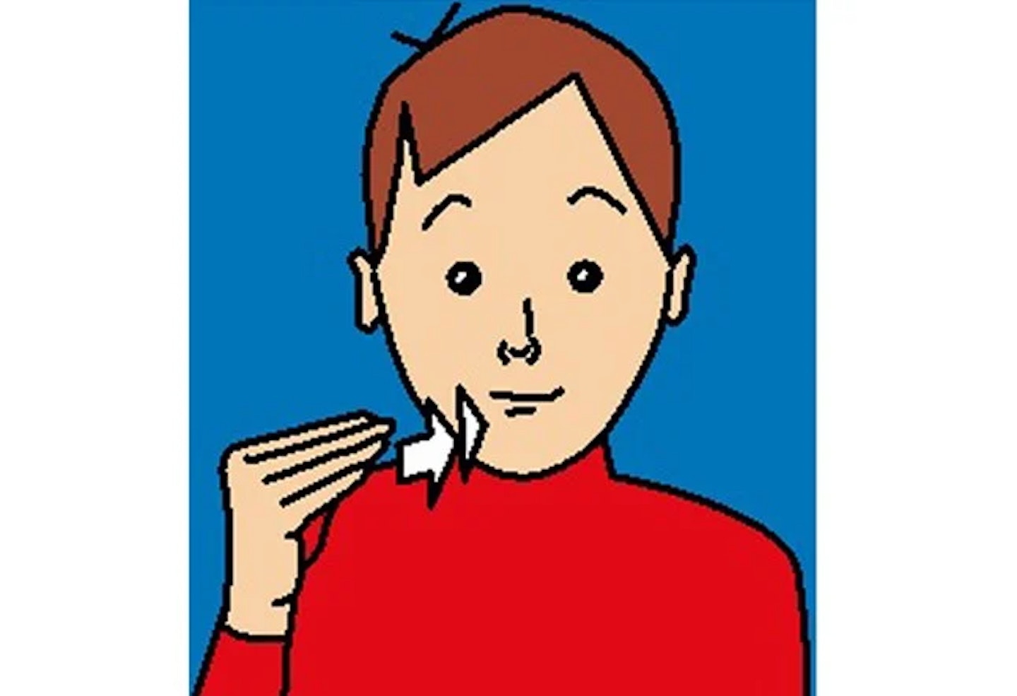 Animated person making eat sign